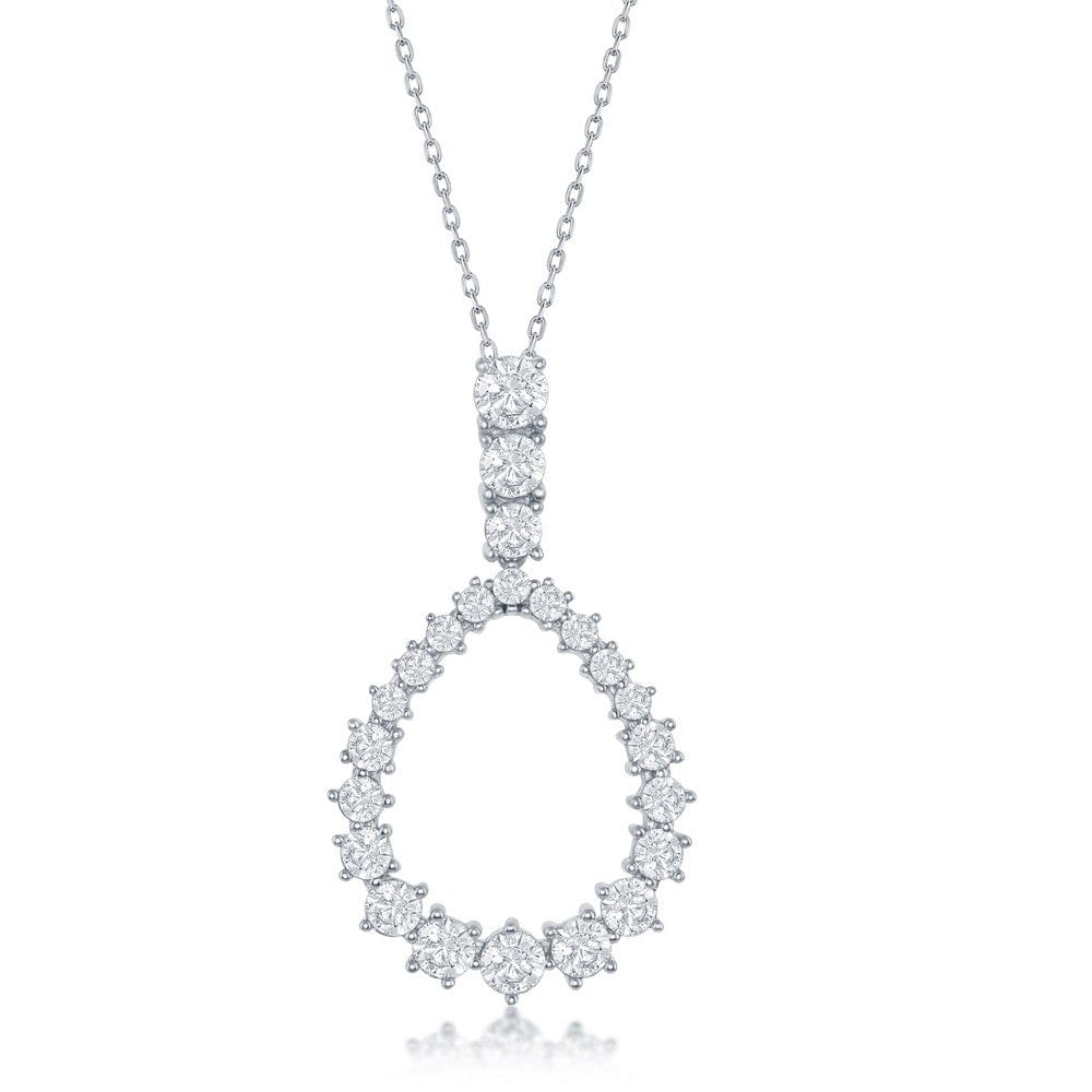 Sterling Silver Open CZ Circle Necklace