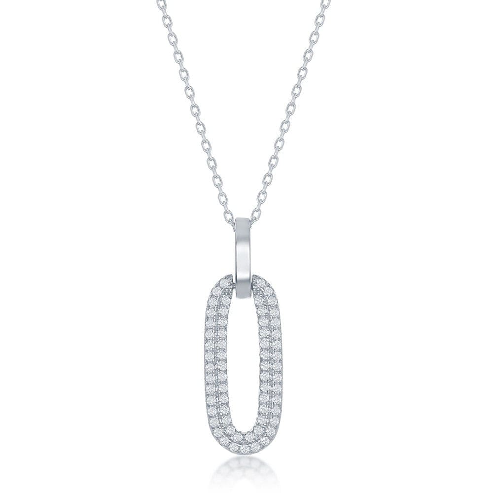 Oval Micro Pave CZ Door Knocker Necklace