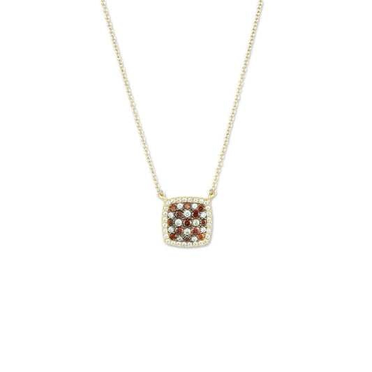 Square Garnet CZ Micro Pave Necklace