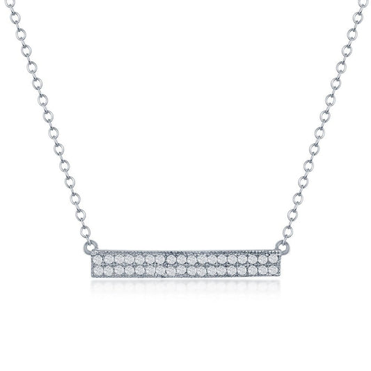 Double Row CZ Bar Necklace