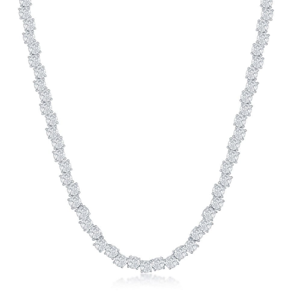 Round Zig-Zag 4MM Cubic Zirconia Tennis Necklace