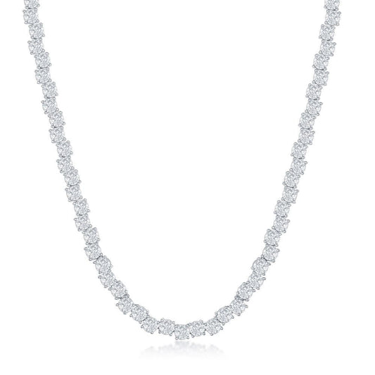 Round Zig-Zag 4MM Cubic Zirconia Tennis Necklace