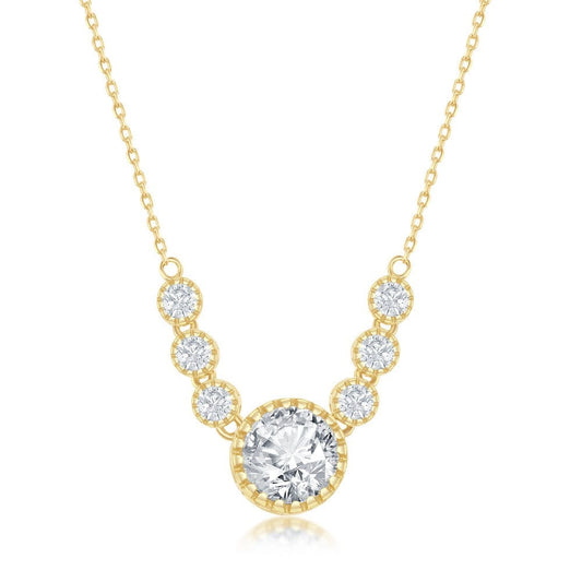 Round CZ Necklace-GP