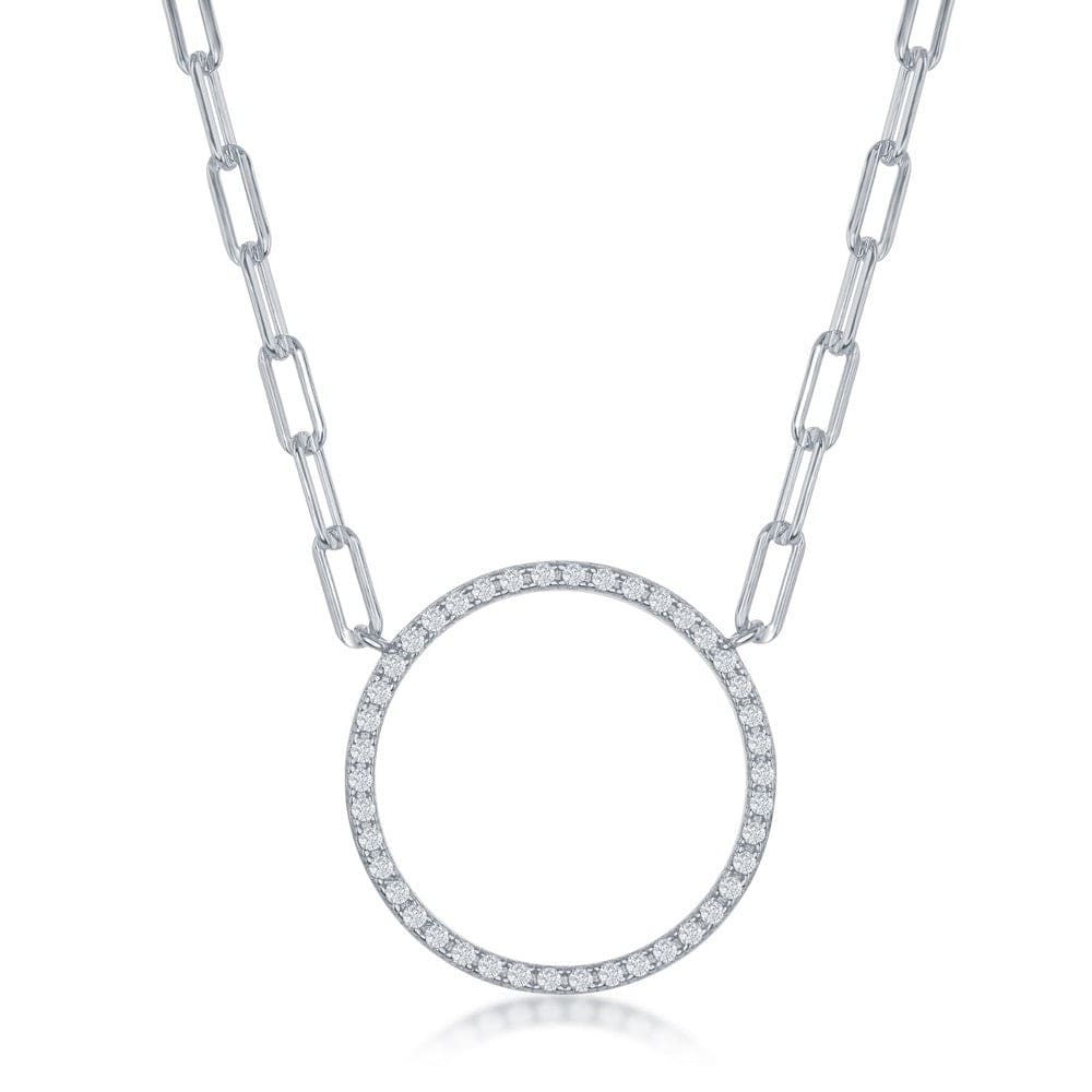 CZ Circle Paperclip Necklace