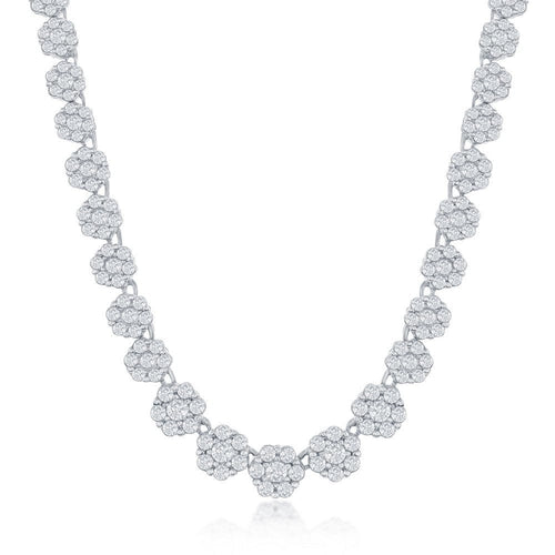 Graduating Flower CZ Tennis Necklace