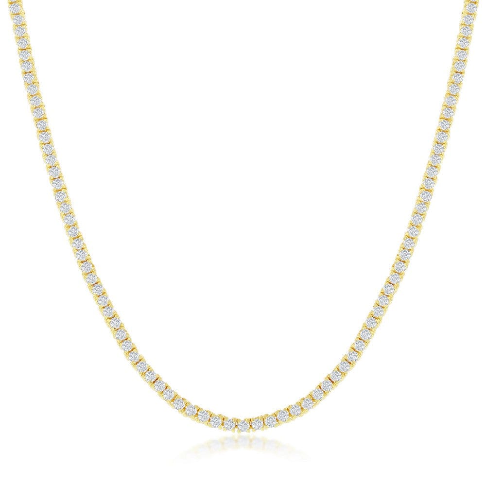 2mm CZ Tennis Necklace - Gold Plated