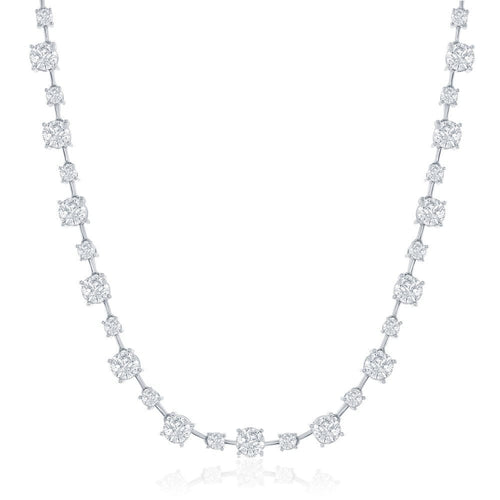 3mm & 5mm Round CZ 4 Prong Necklace