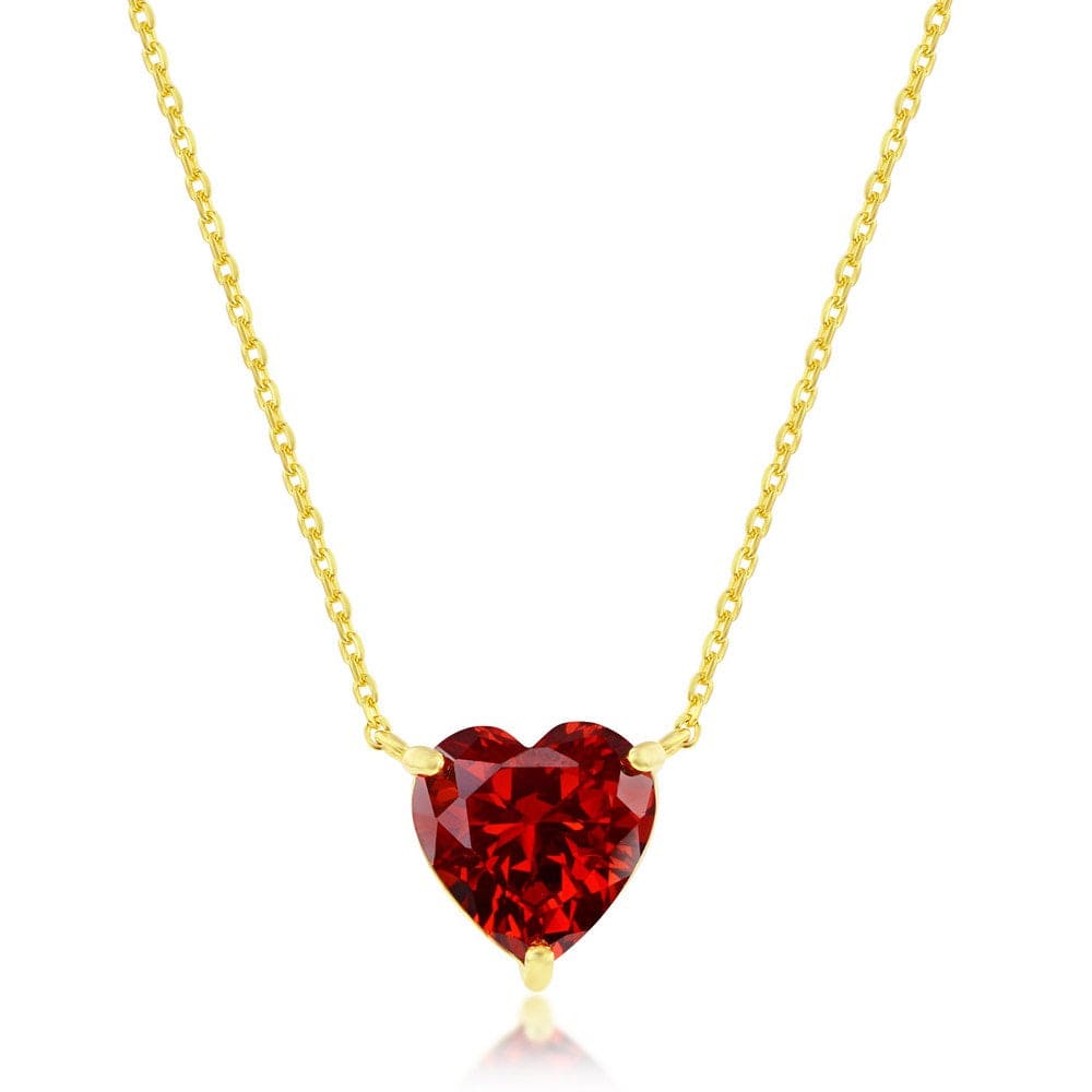 Burgundy Heart CZ Necklace