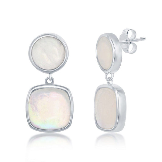 Round and Square Mother of Pearl Earrings