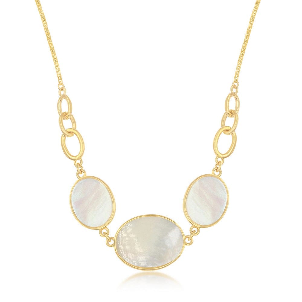 Mother of Pearl Triple Oval Linked Necklace