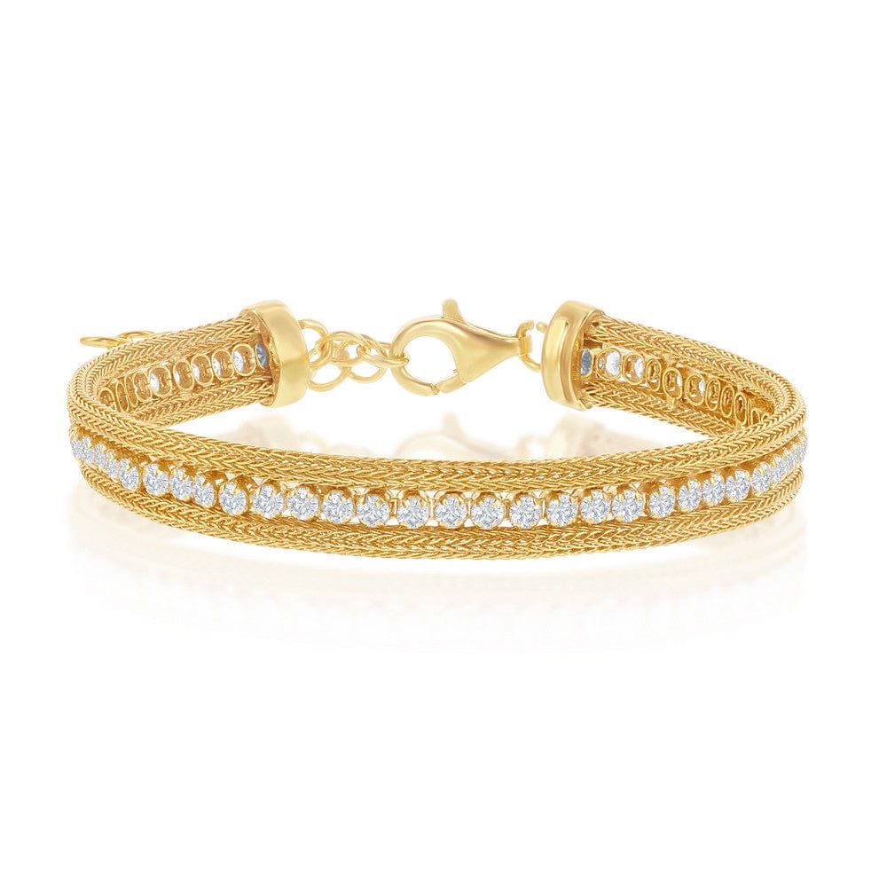 CZ Row with Double Mesh Bracelet