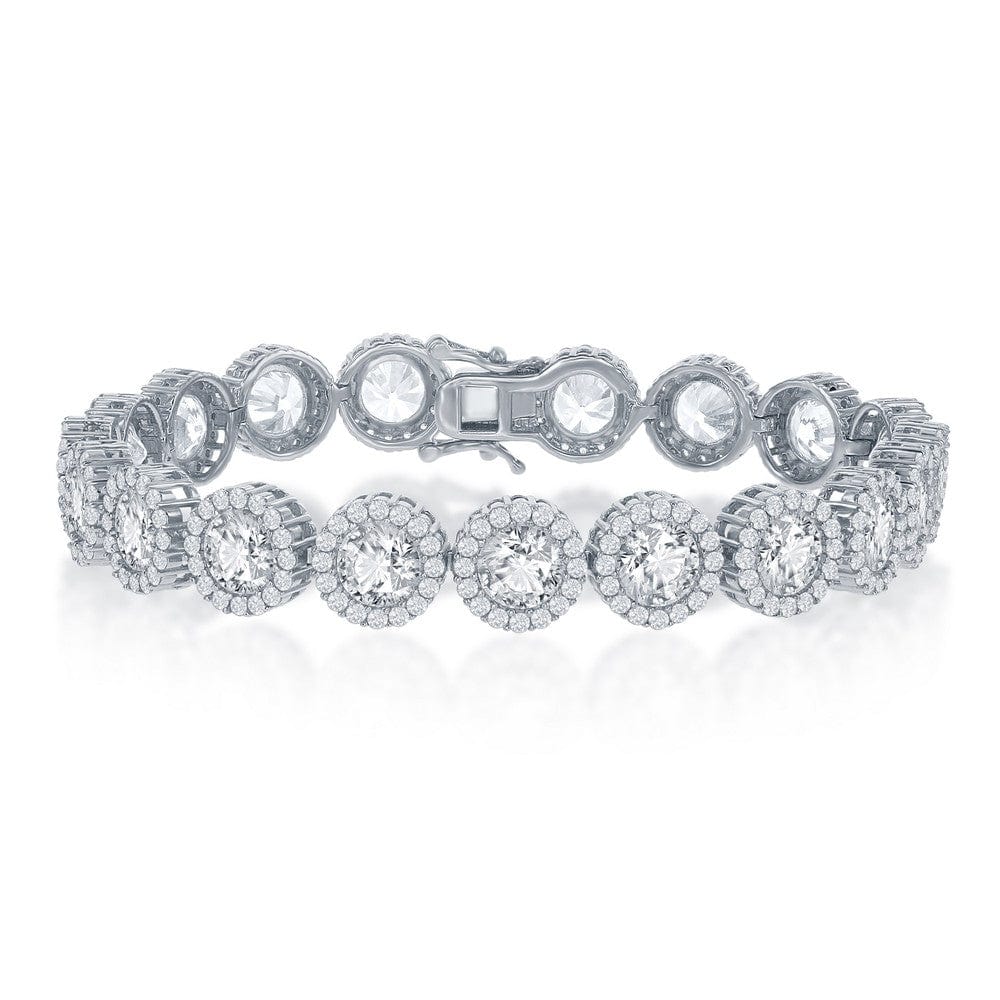 Round Halo CZ Tennis Bracelet