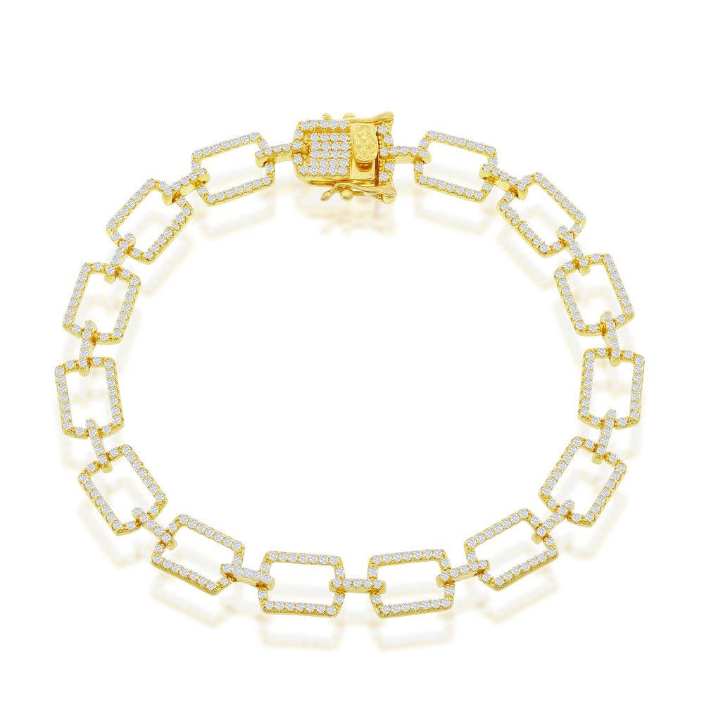 CZ Square Paperclip Bracelet GP