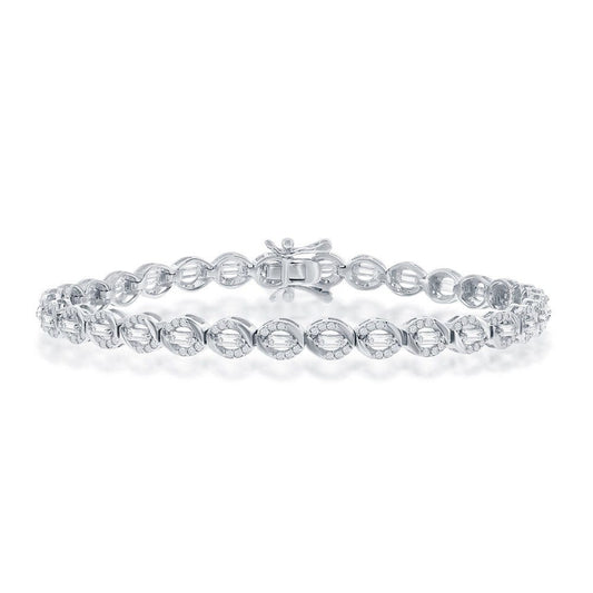 Baguette CZ 5mm Oval Tennis Bracelet