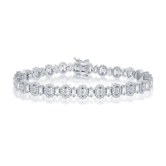 Alternating Baguette & Oval CZ 5mm Tennis Bracelet