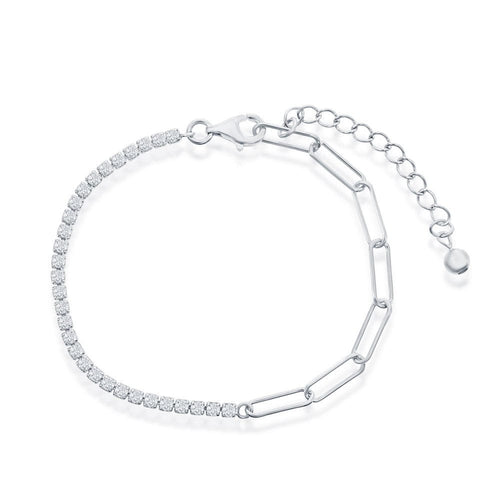 Half Tennis & Paperclip Bracelet