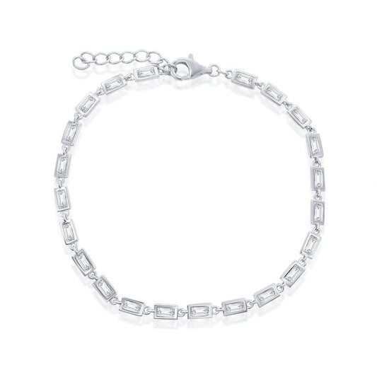 Rectangle CZ Linked Bracelet