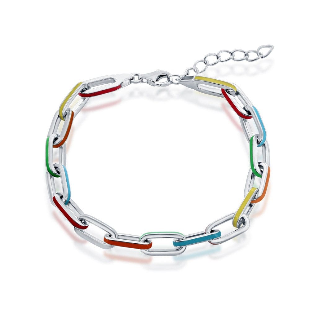 Multi-Color Enamel Paperclip Bracelet