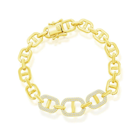 Micro Pave CZ Linked Bracelet - Gold Plated