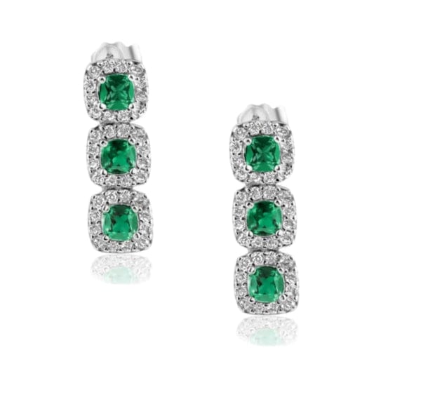 Trio CZ Green Earrings