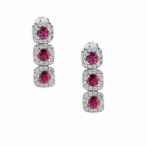 Trio CZ Red Earrings