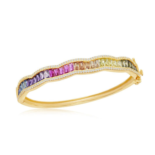 Baguette Rainbow CZ Bangle