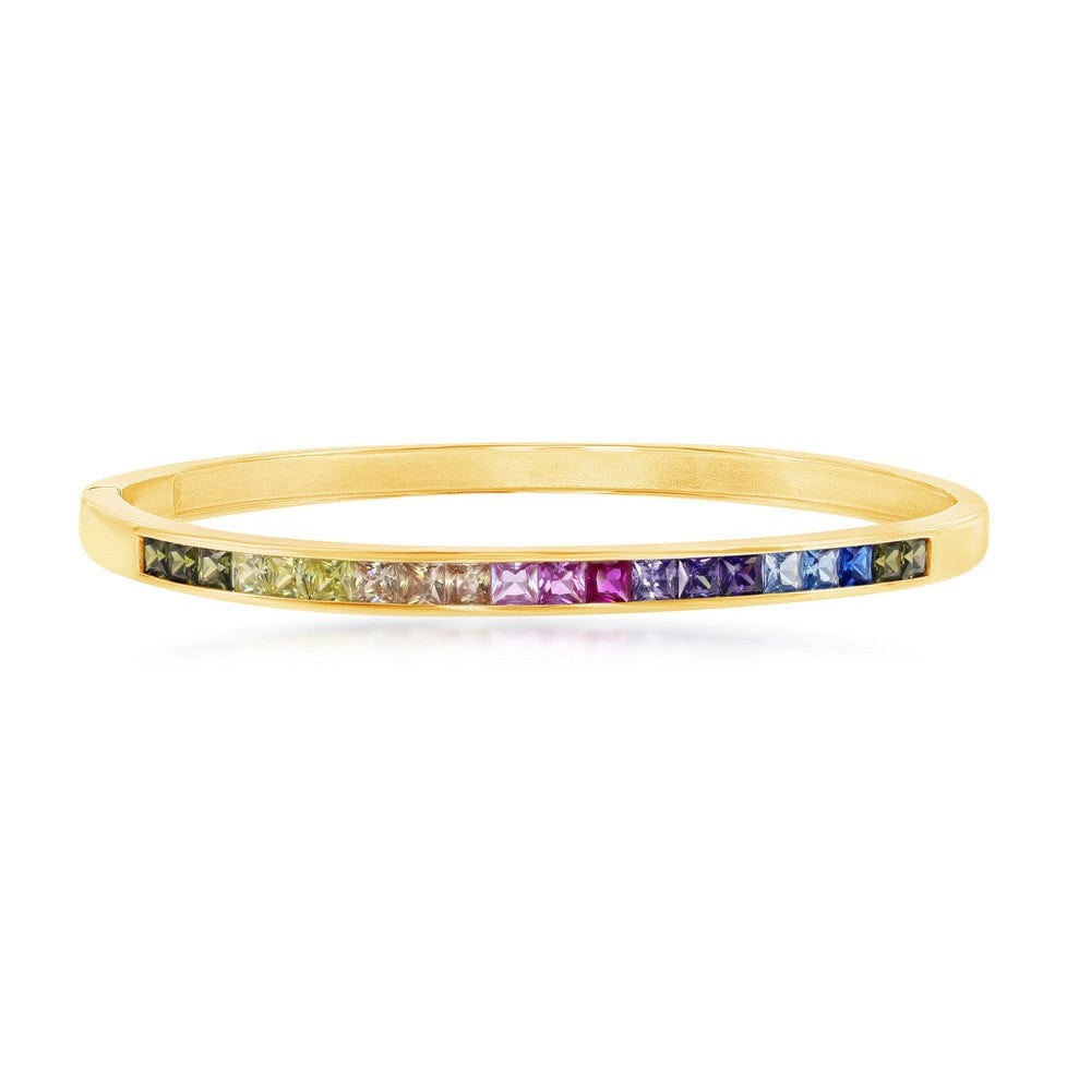 Gold Plated Rainbow CZ Channel Set Bangle
RAINBOW JEWELRY