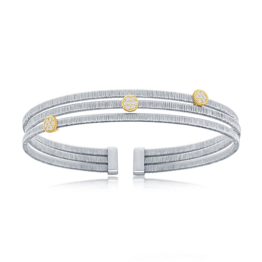 Round CZ Triple Wire Bangle