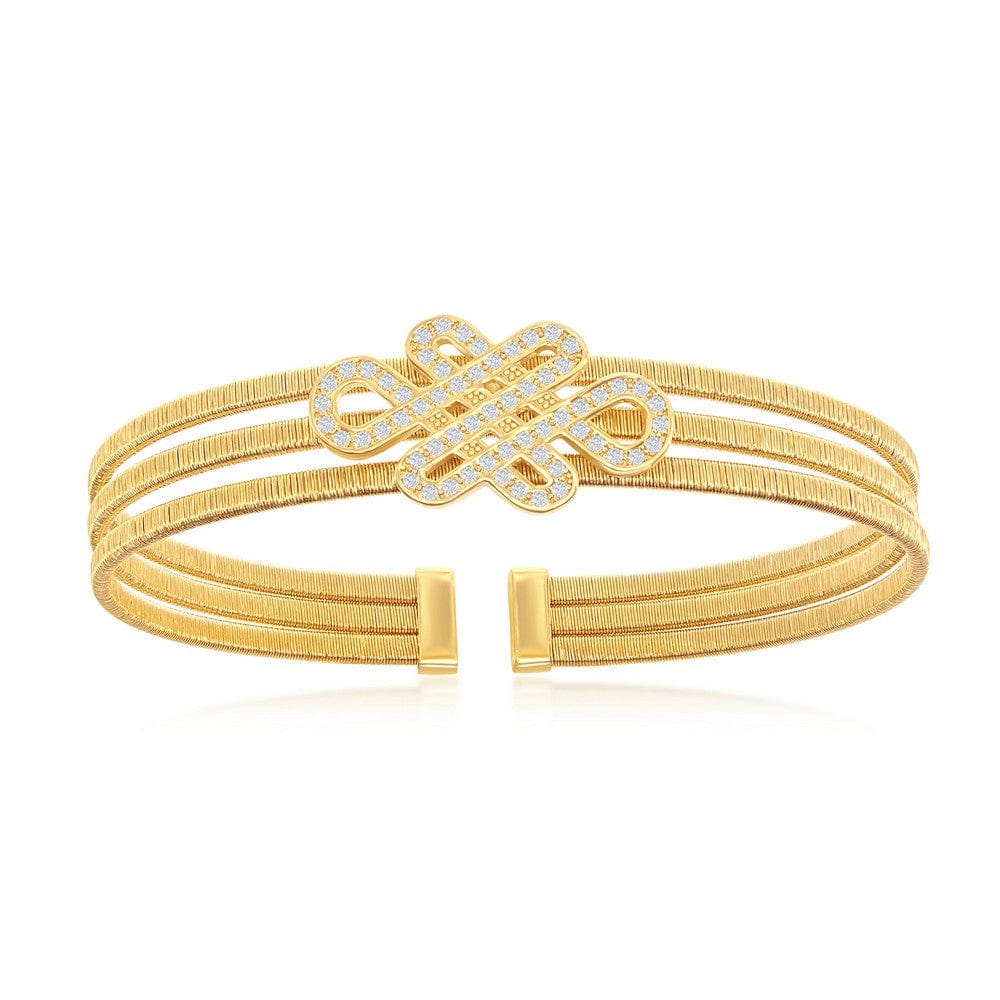 Intertwined Design Triple Wire Bangle