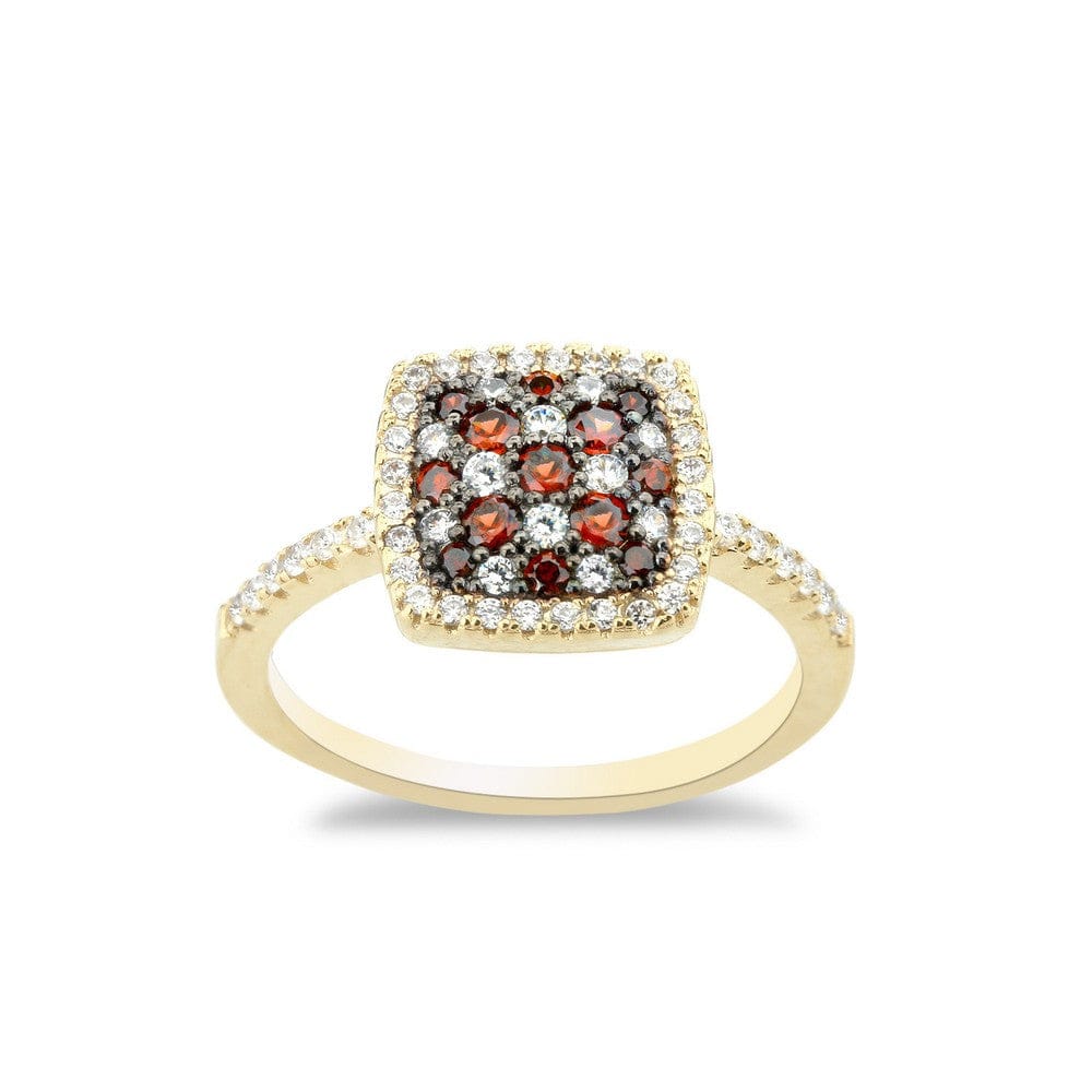 Square Garnet CZ Micro Pave Ring