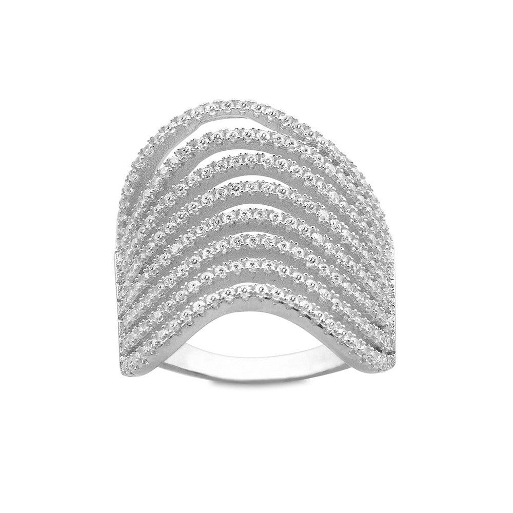 Multi CZ Wavy Row Ring