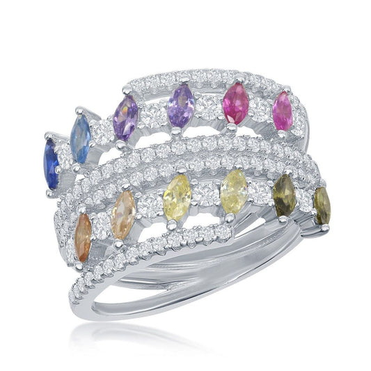 Multi Color Marquis CZ Double Ring