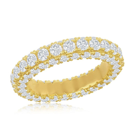 Triple Row CZ Eternity Band - Gold Plated