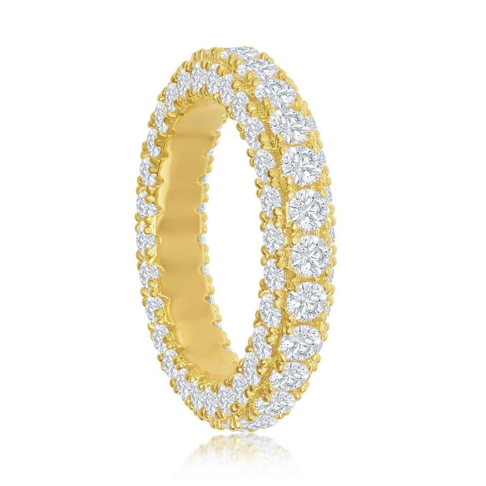 Triple Row CZ Eternity Band - Gold Plated