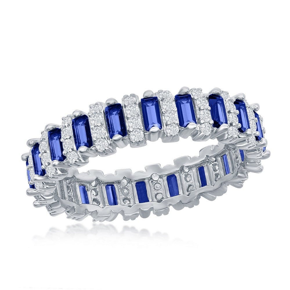 Round & Baguette Eternity Band Ring - Blue Spine