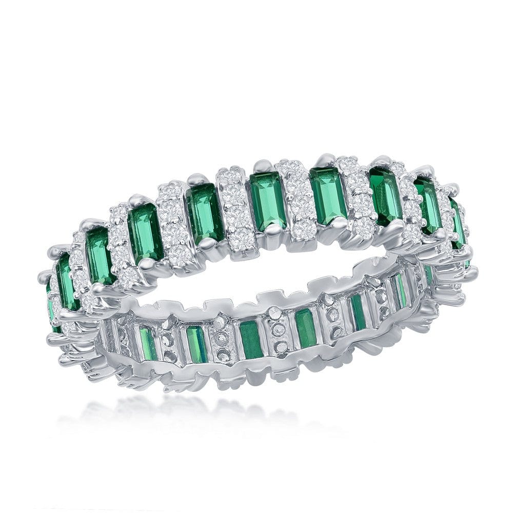 Round & Baguette Eternity Band Ring - Emerald CZ