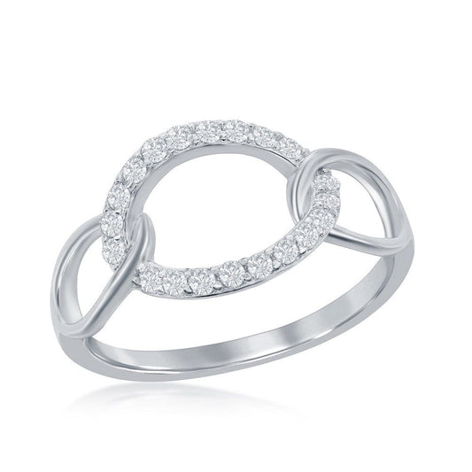 Oval CZ Linked Ring