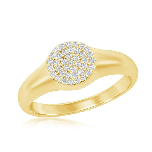 Micro Pave CZ Round Ring - Gold Plated