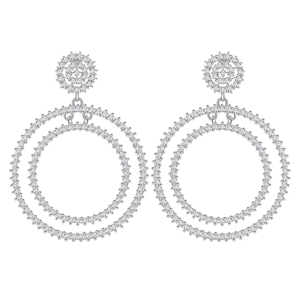 CZ Round Drop Earrings