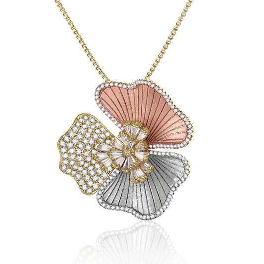 Tri Color Flower Necklace